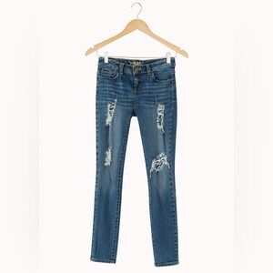 ZCO Jeans Premium Junior's Size 3 Ripped Skinny Jeans With Tapered Ankle.